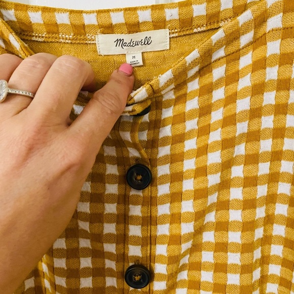 Madewell gingham button front mini Dress Size Medium - Picture 3 of 6